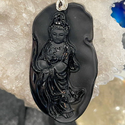 Obsidian Kwan Yin Necklace