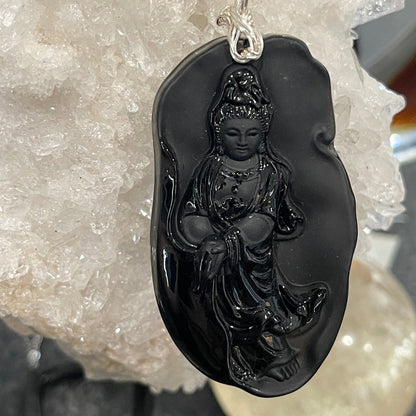 Obsidian Kwan Yin Necklace