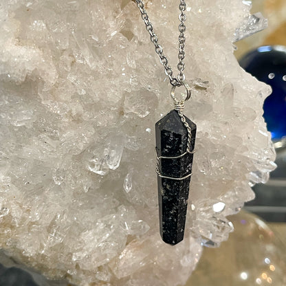 Black Tourmaline Wire Wrap Necklace