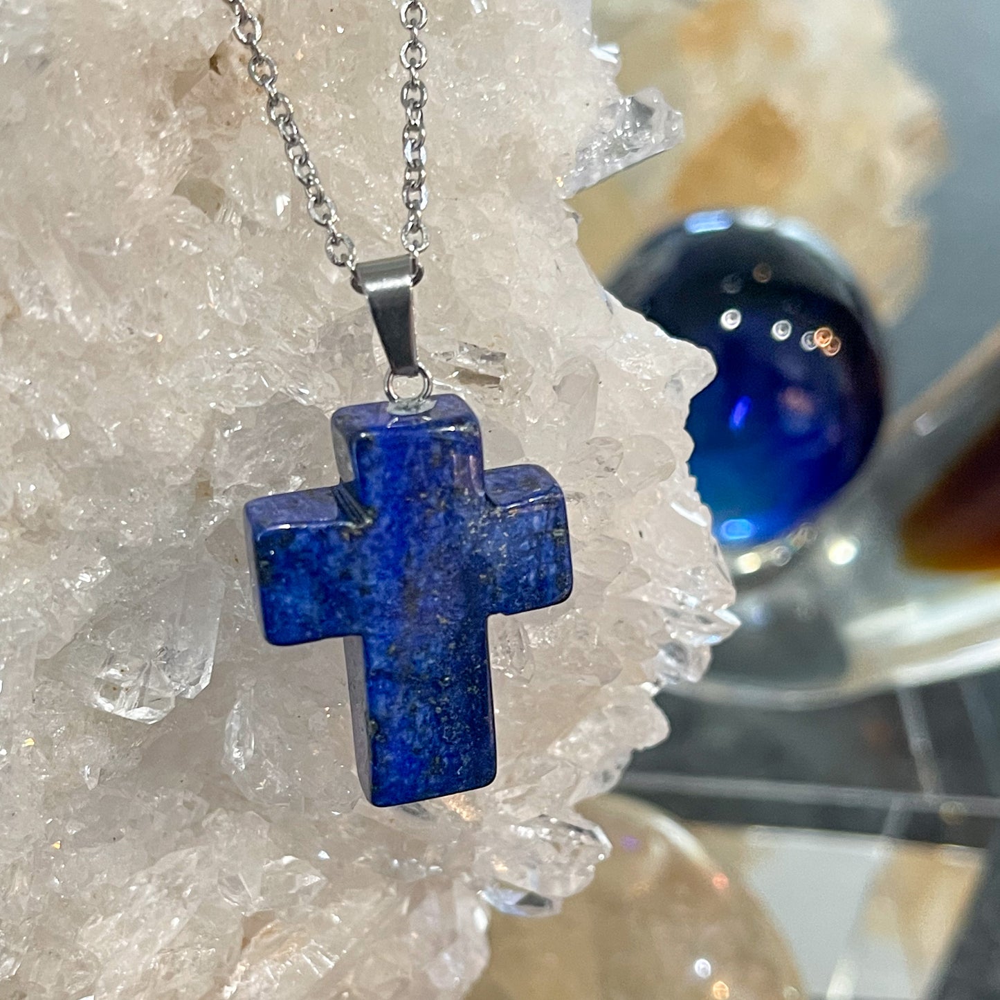 Lapis Cross Necklace