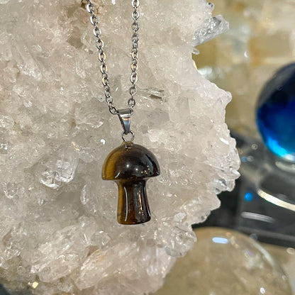 Tiger Eye Mushroom Necklace