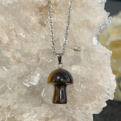 Tiger Eye Mushroom Necklace