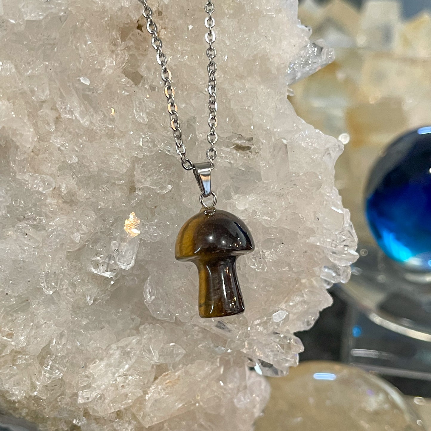 Tiger Eye Mushroom Necklace