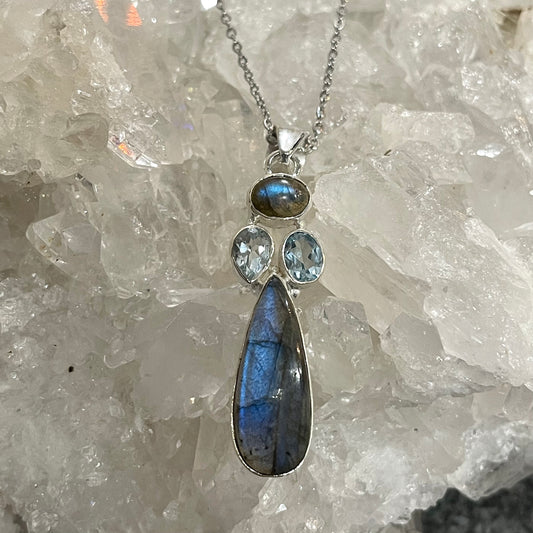 Labradorite & Blue Topaz Sterling Silver Necklace