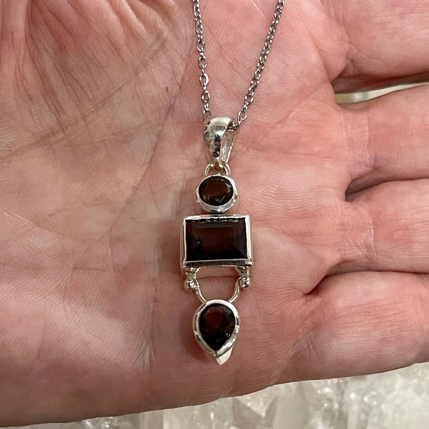 Smoky Quartz Sterling Silver Necklace