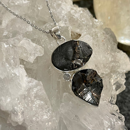 Shungite & Moonstone Sterling Silver Necklace