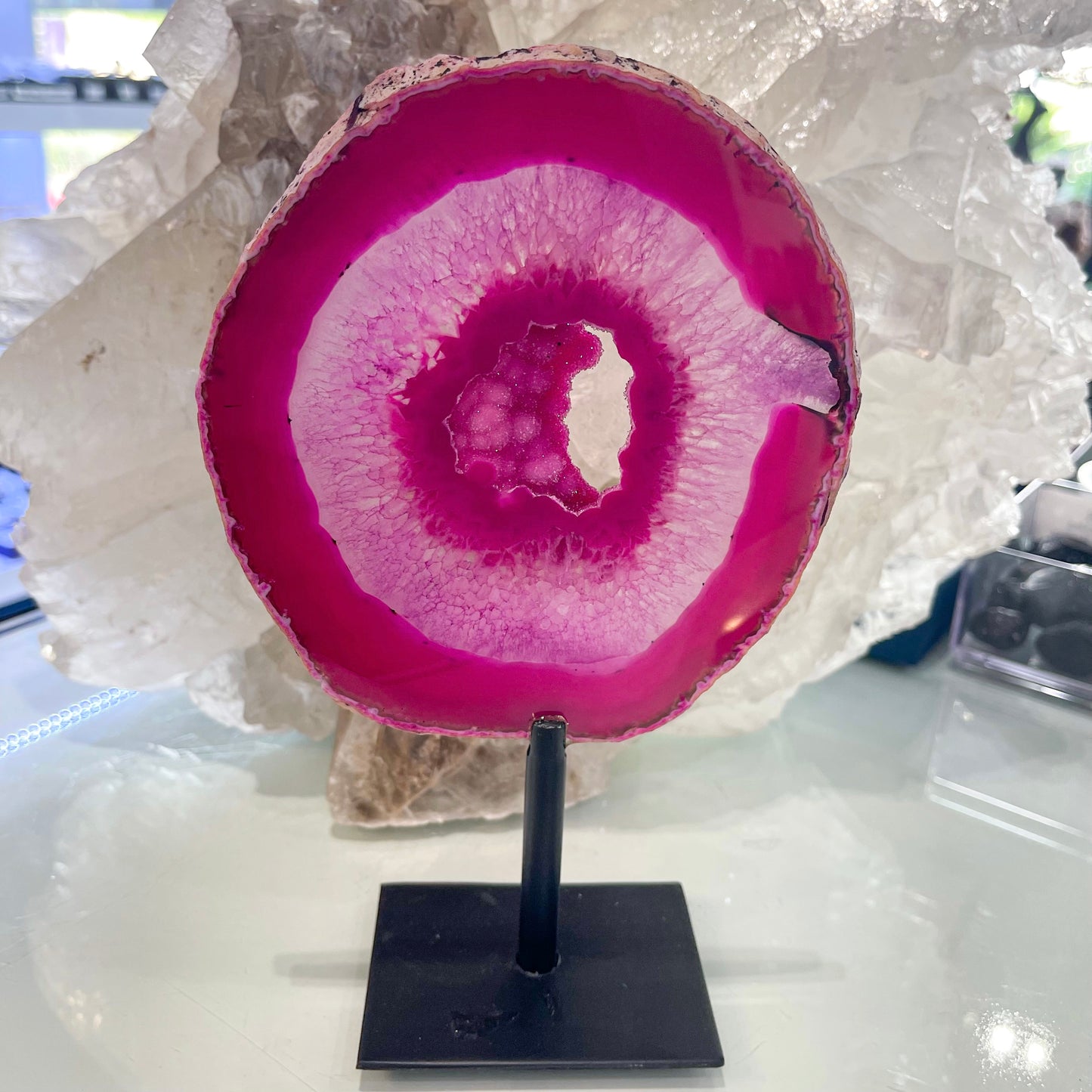 Pink Agate on Stand