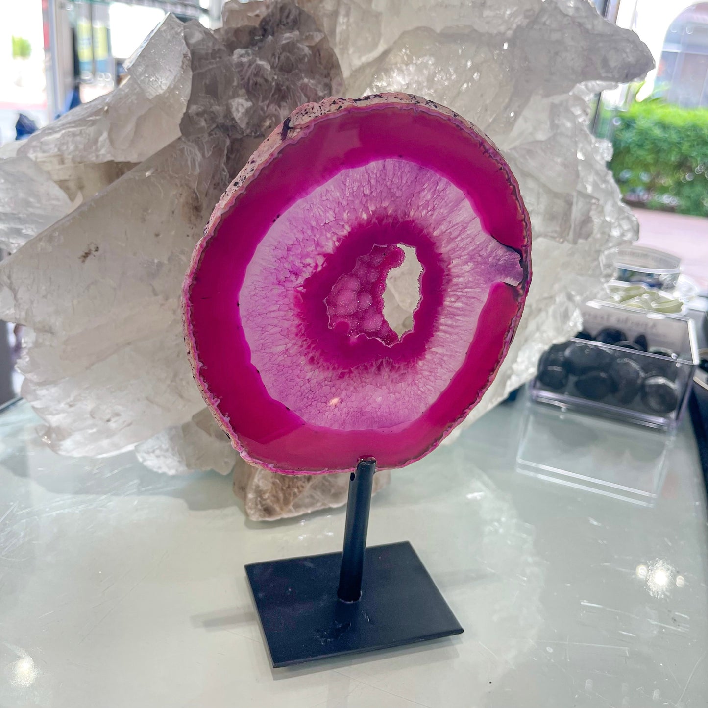 Pink Agate on Stand