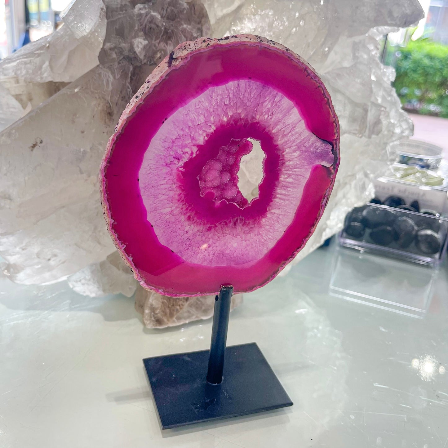 Pink Agate on Stand