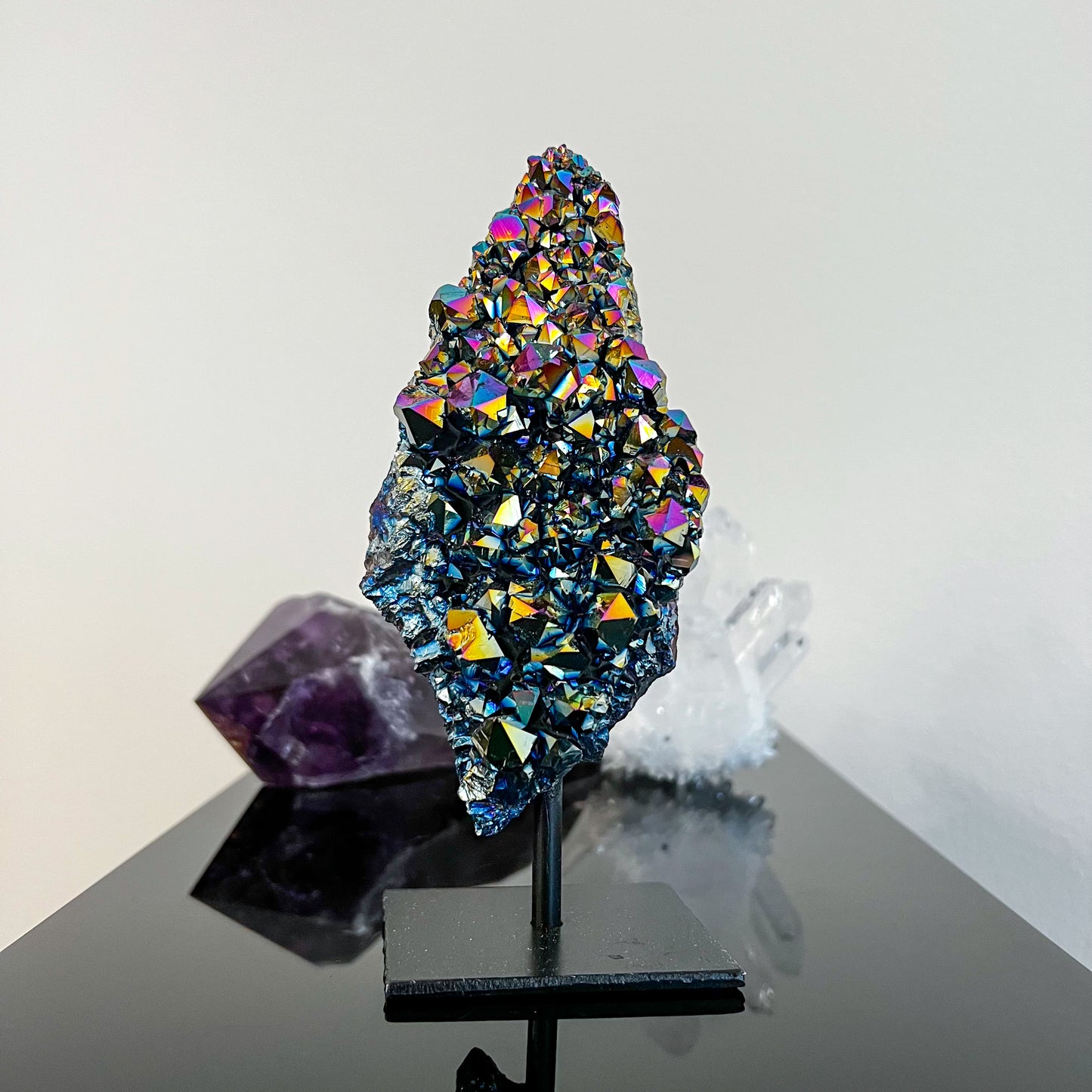 Titanium Aura Amethyst on Stand