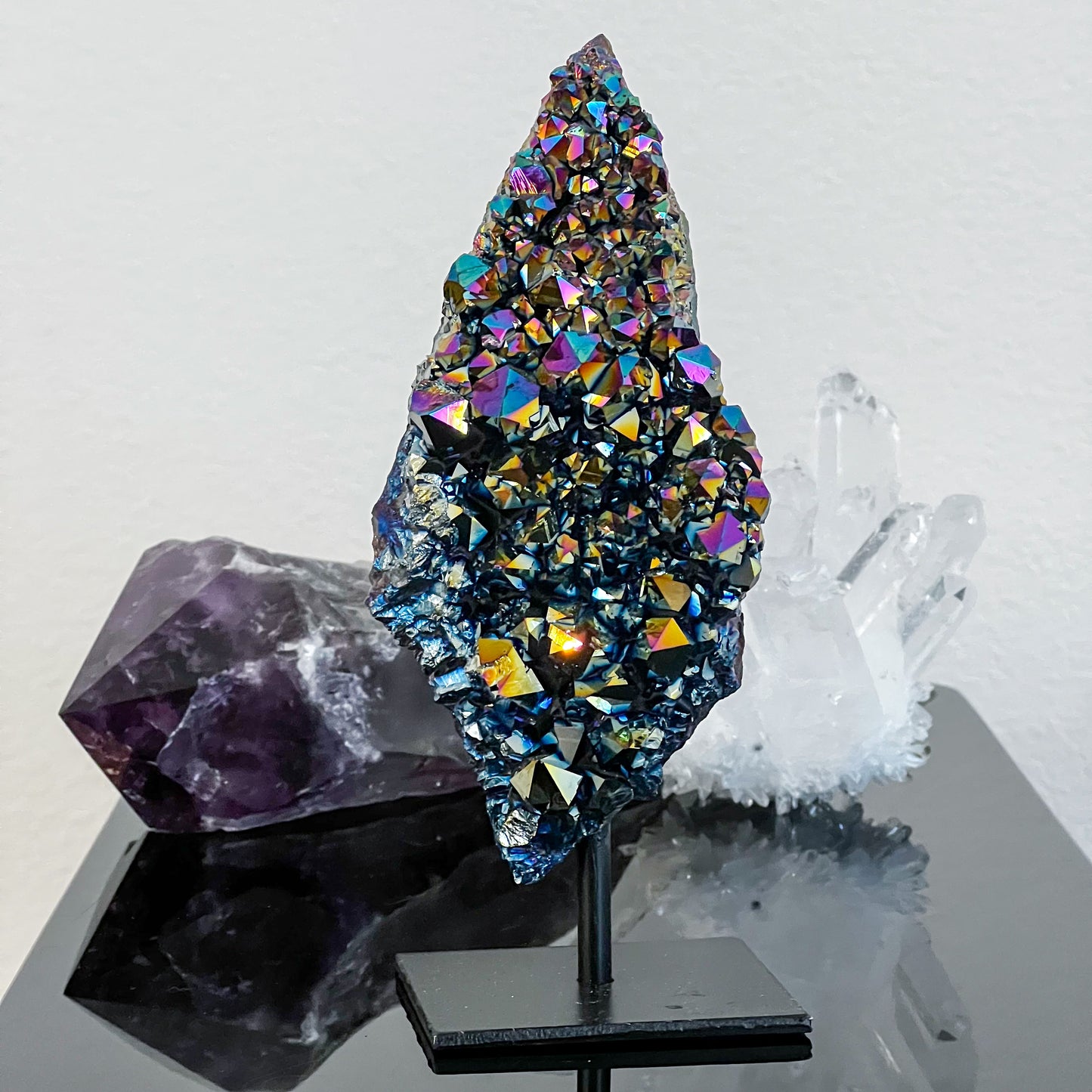 Titanium Aura Amethyst on Stand