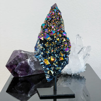 Titanium Aura Amethyst on Stand