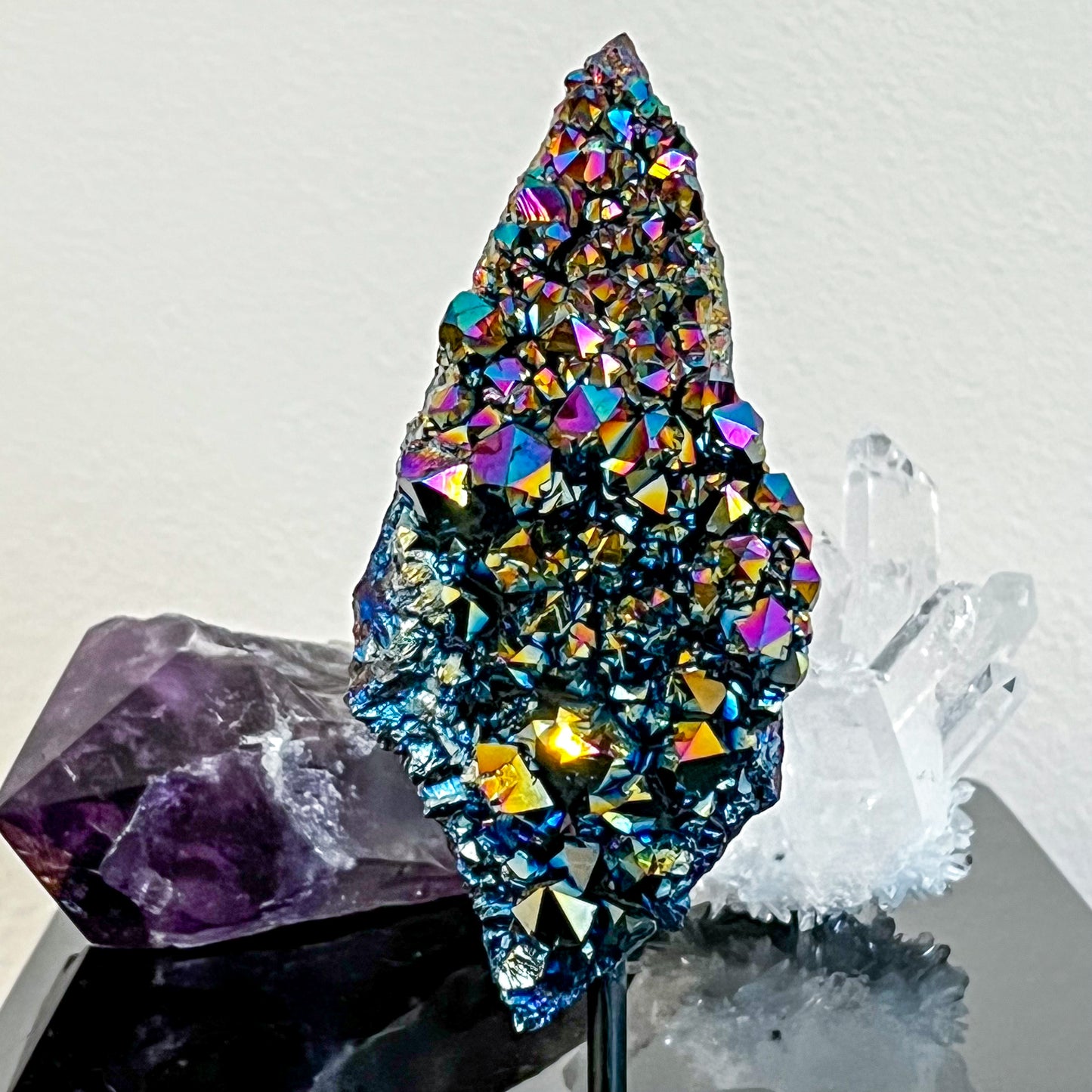 Titanium Aura Amethyst on Stand