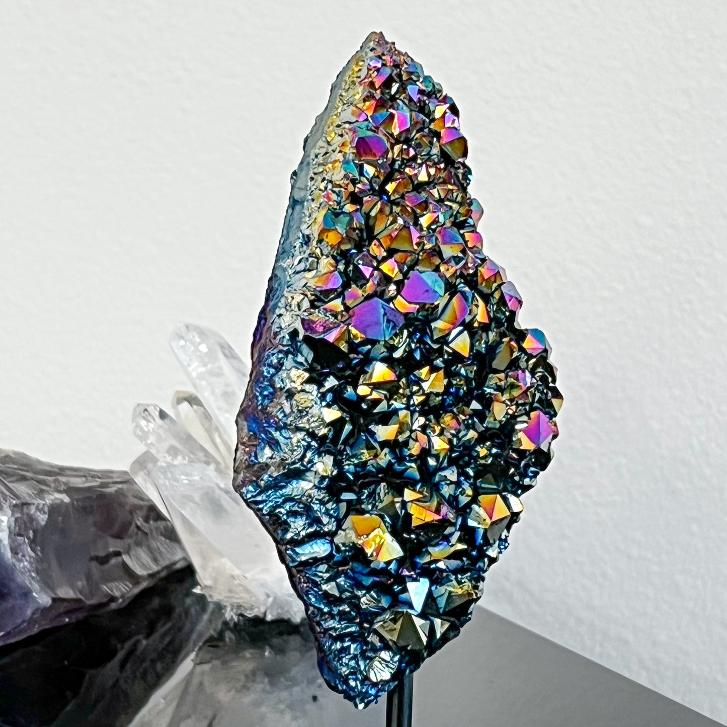 Titanium Aura Amethyst on Stand