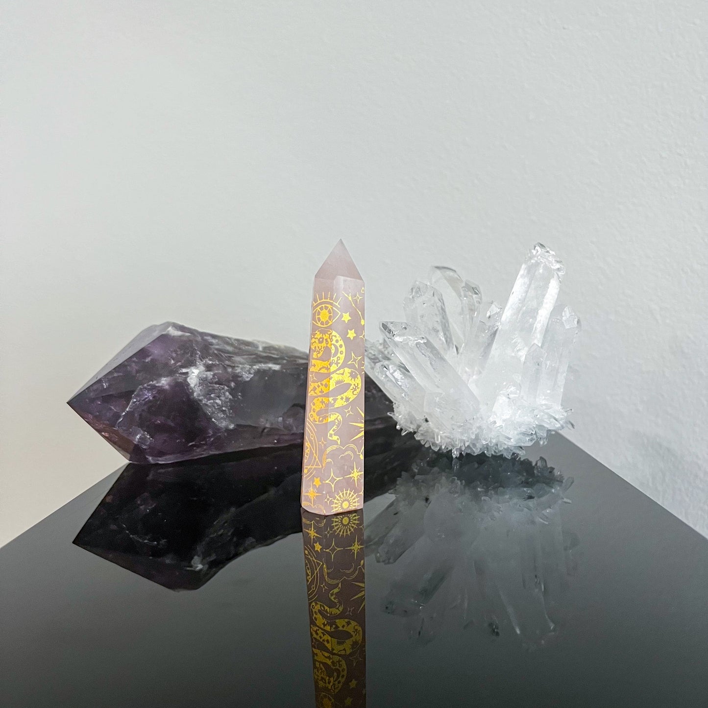 Rose Quartz Astrology Etched Tower