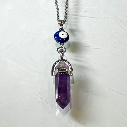 Amethyst & Evil Eye Necklace