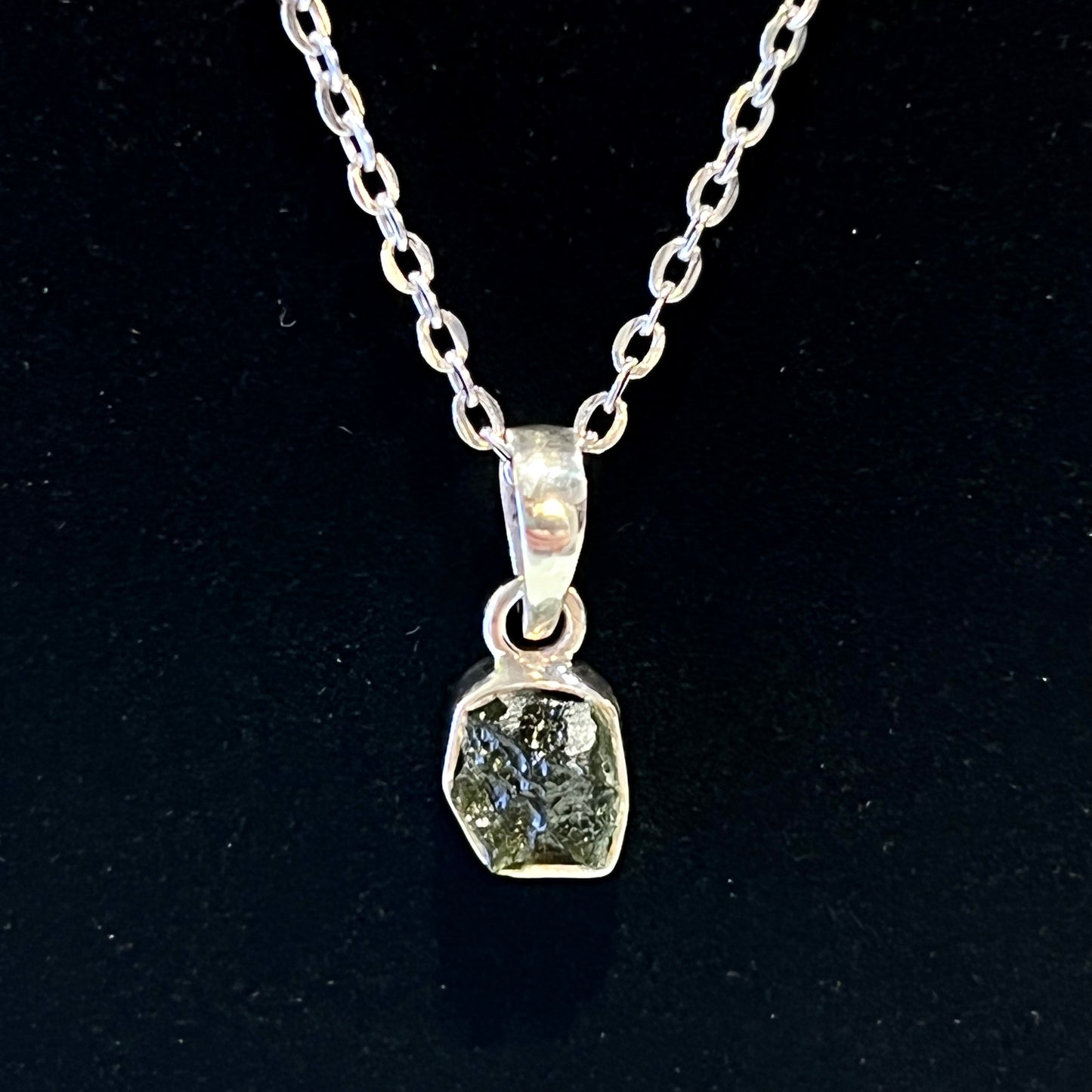 Moldavite Sterling Silver Necklace