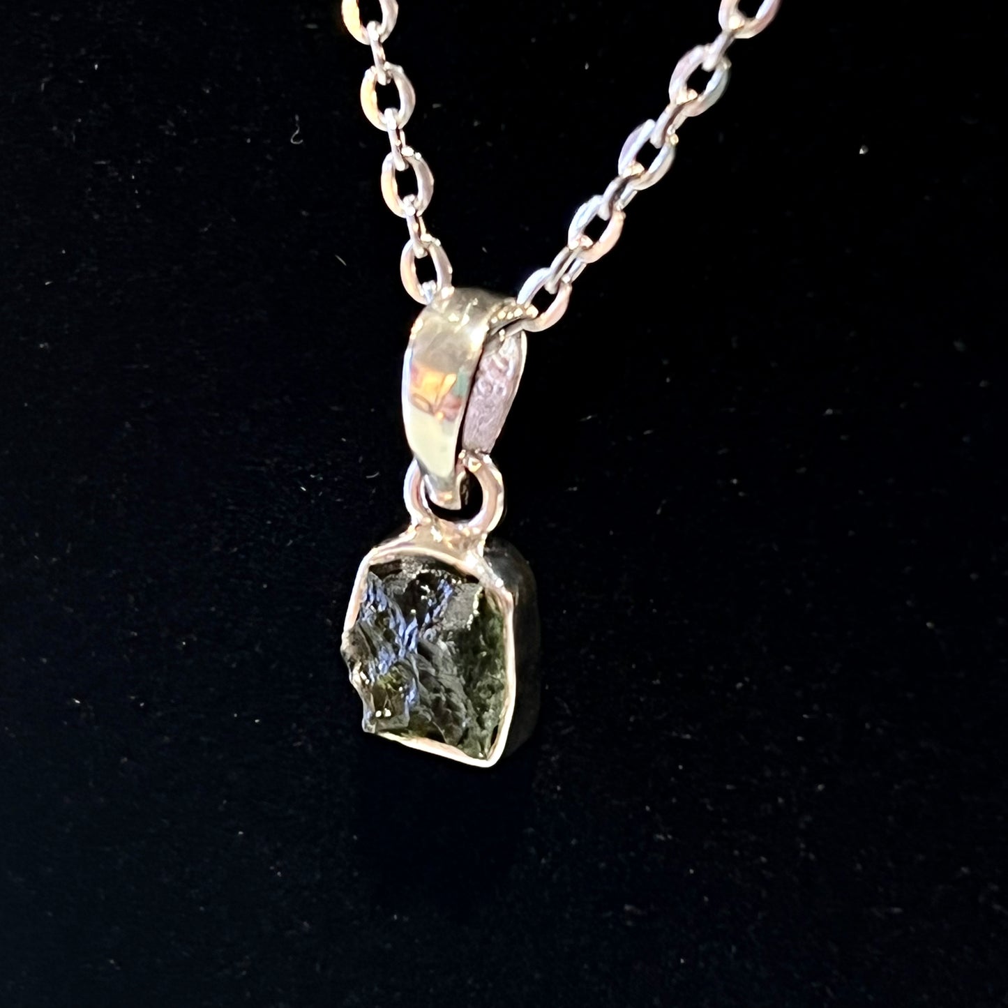 Moldavite Sterling Silver Necklace