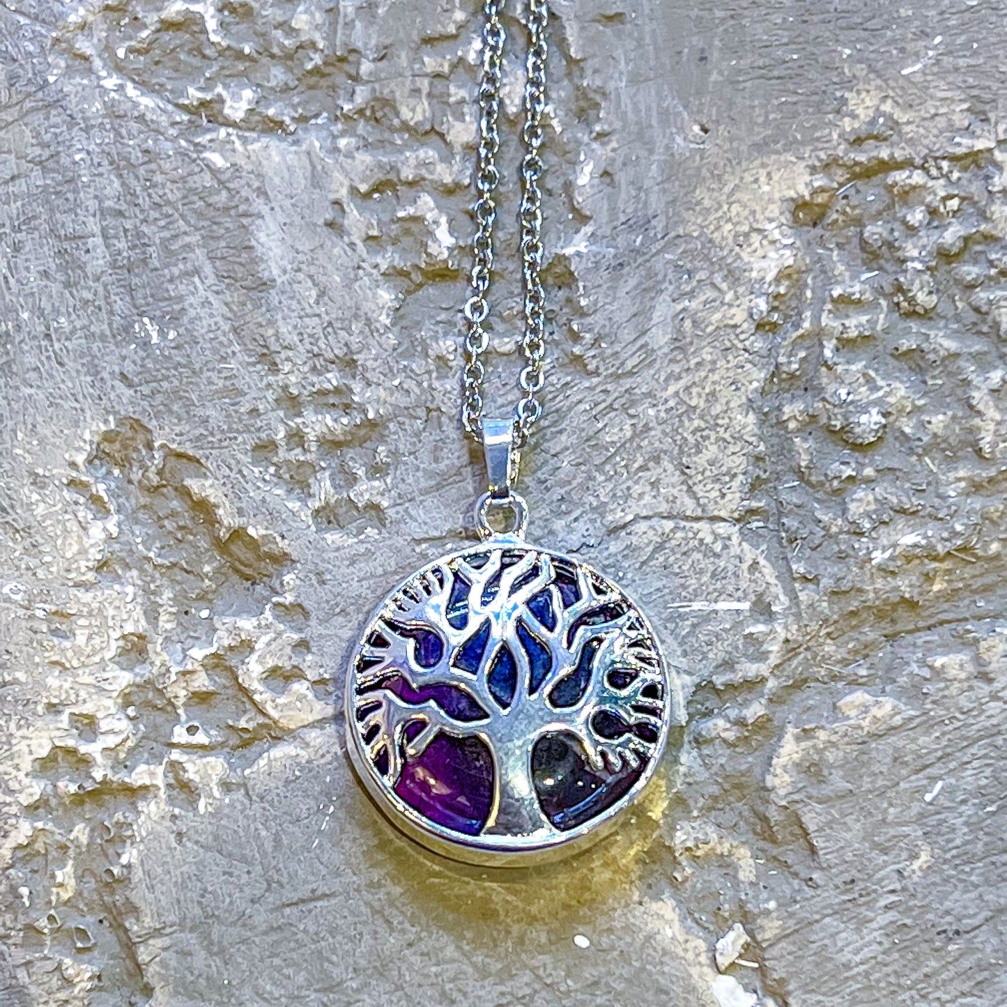 Amethyst Tree of Life Clasp Necklace