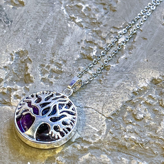 Amethyst Tree of Life Clasp Necklace