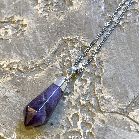 Amethyst Teardrop Point Necklace