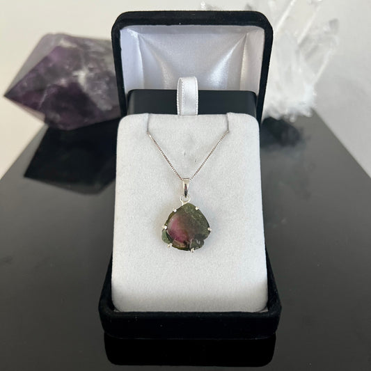 Watermelon Tourmaline Sterling Silver Necklace