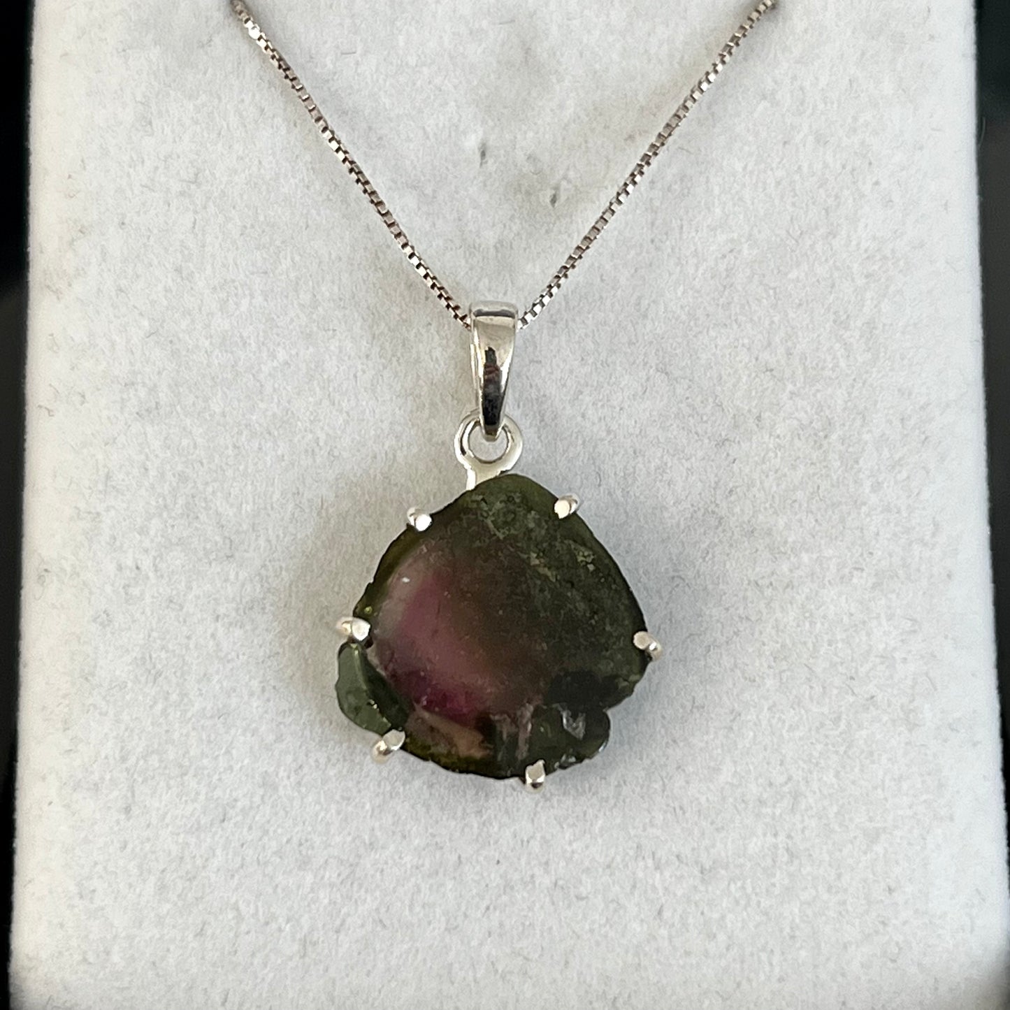 Watermelon Tourmaline Sterling Silver Necklace