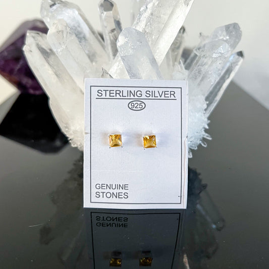 Citrine Sterling Silver Stud Earrings