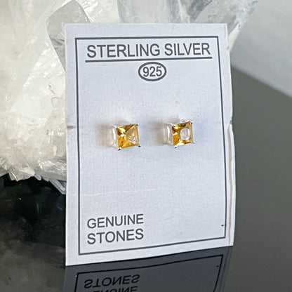 Citrine Sterling Silver Stud Earrings