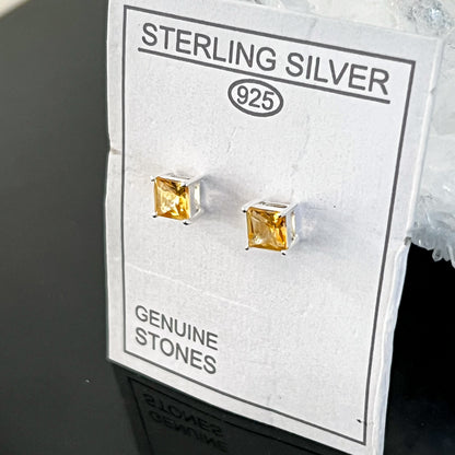 Citrine Sterling Silver Stud Earrings