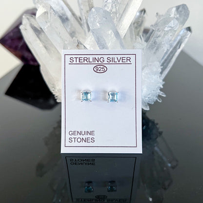 Blue Topaz Sterling Silver Stud Earrings