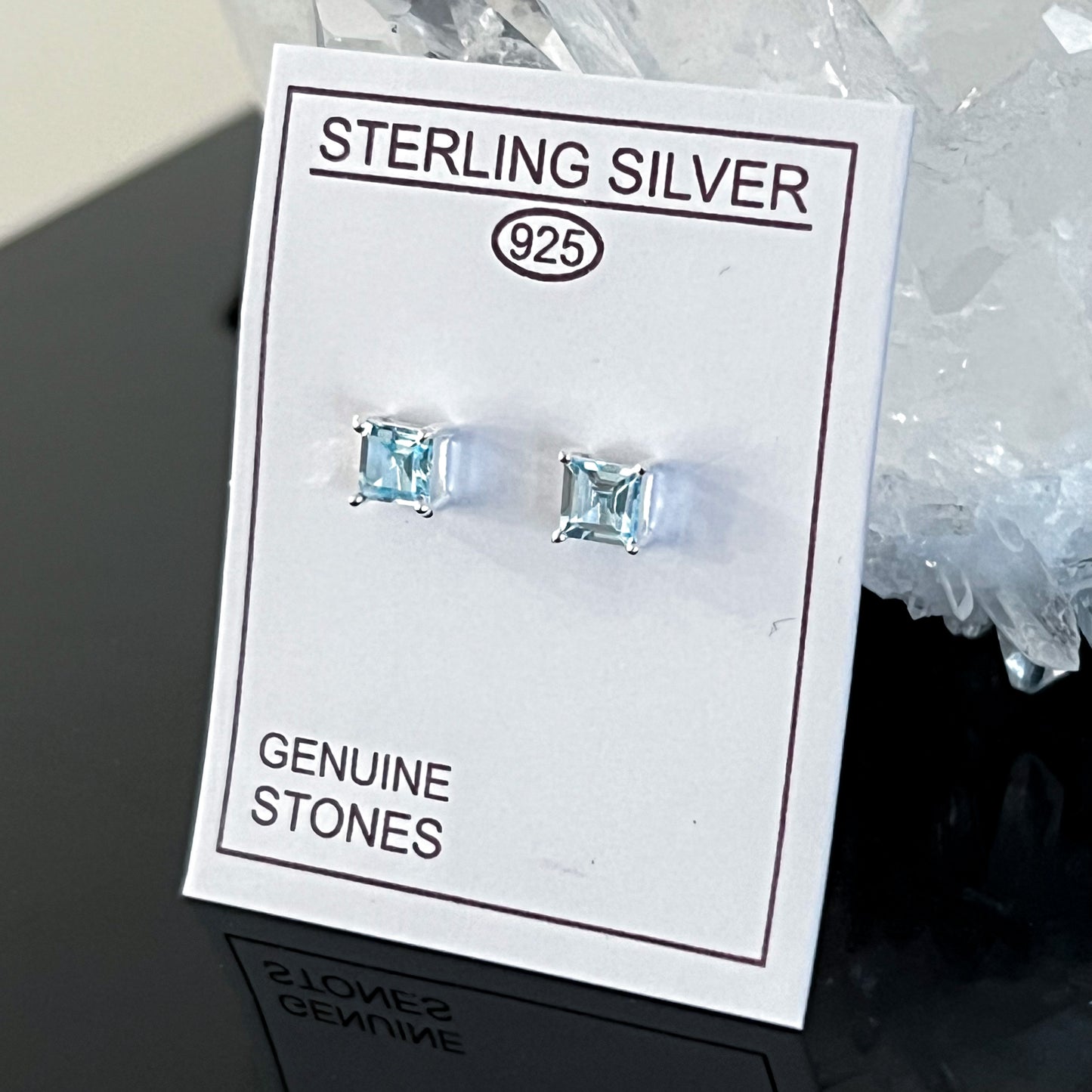 Blue Topaz Sterling Silver Stud Earrings