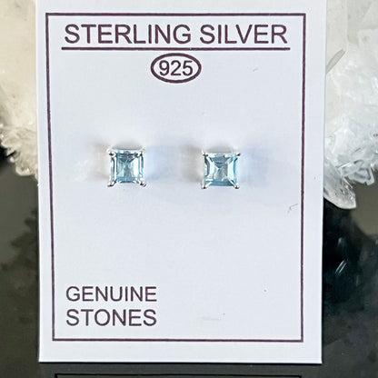 Blue Topaz Sterling Silver Stud Earrings