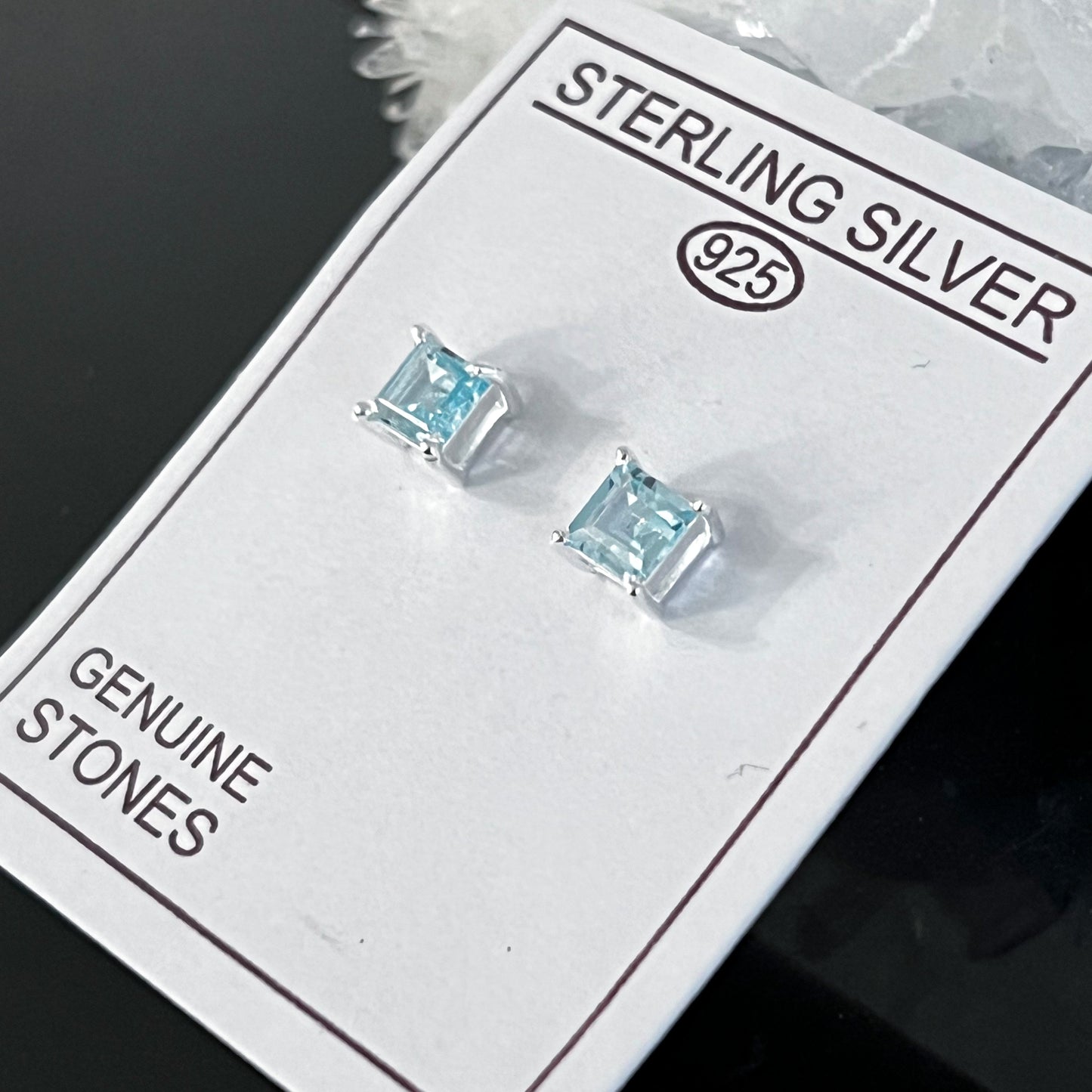 Blue Topaz Sterling Silver Stud Earrings