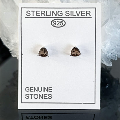 Smoky Quartz Sterling Silver Stud Earrings