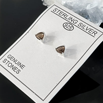 Smoky Quartz Sterling Silver Stud Earrings