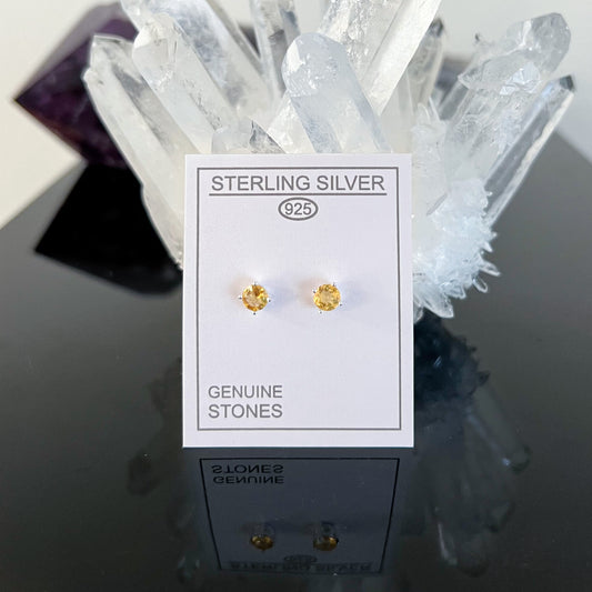 Citrine Sterling Silver Stud Earrings