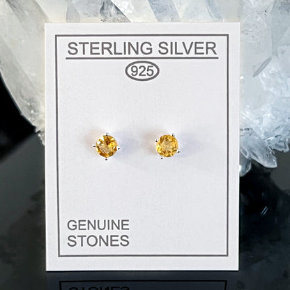 Citrine Sterling Silver Stud Earrings