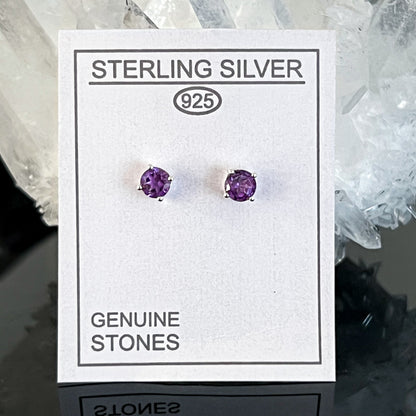 Amethyst Sterling Silver Stud Earrings