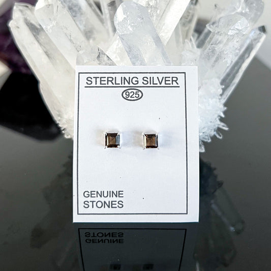 Smoky Quartz Sterling Silver Stud Earrings