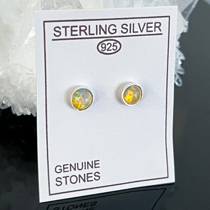 Ethiopian Opal Sterling Silver Stud Earrings