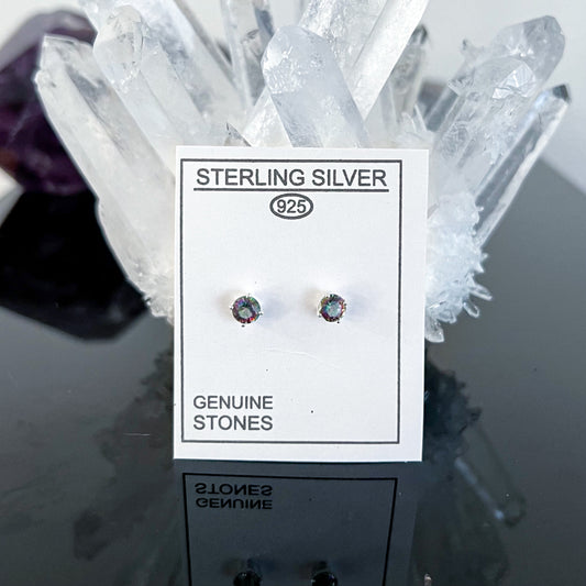 Mystic Quartz Sterling Silver Stud Earrings