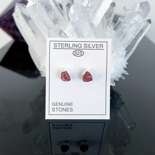 Pink Tourmaline Sterling Silver Stud Earrings