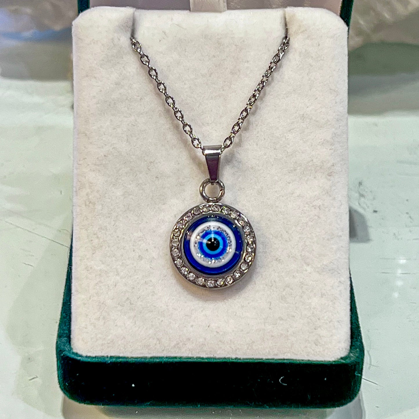 Evil Eye Stainless Steel Necklace (Silver)