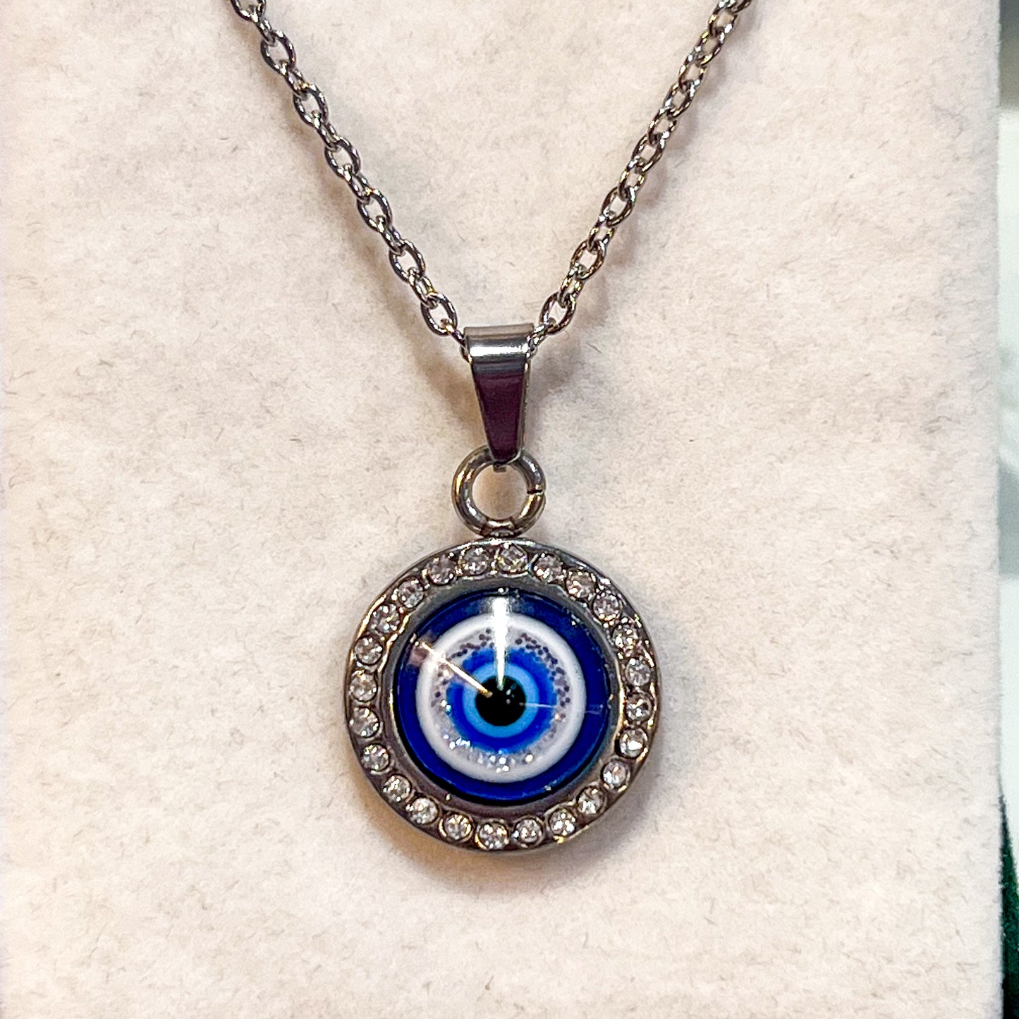 Evil Eye Stainless Steel Necklace (Silver)