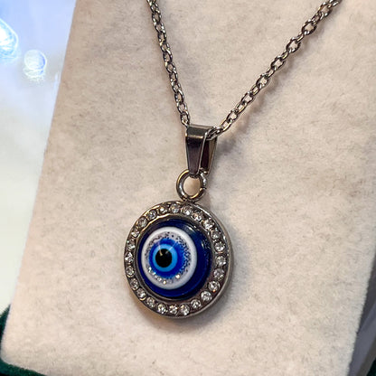 Evil Eye Stainless Steel Necklace (Silver)