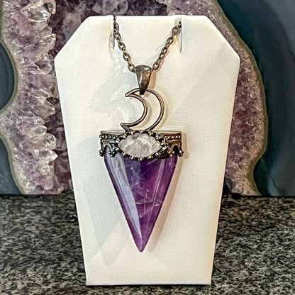 Amethyst & Quartz Moon Necklace