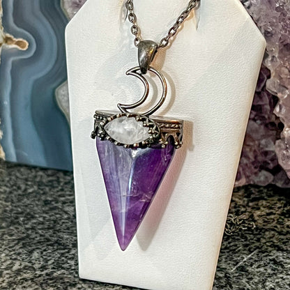 Amethyst & Quartz Moon Necklace