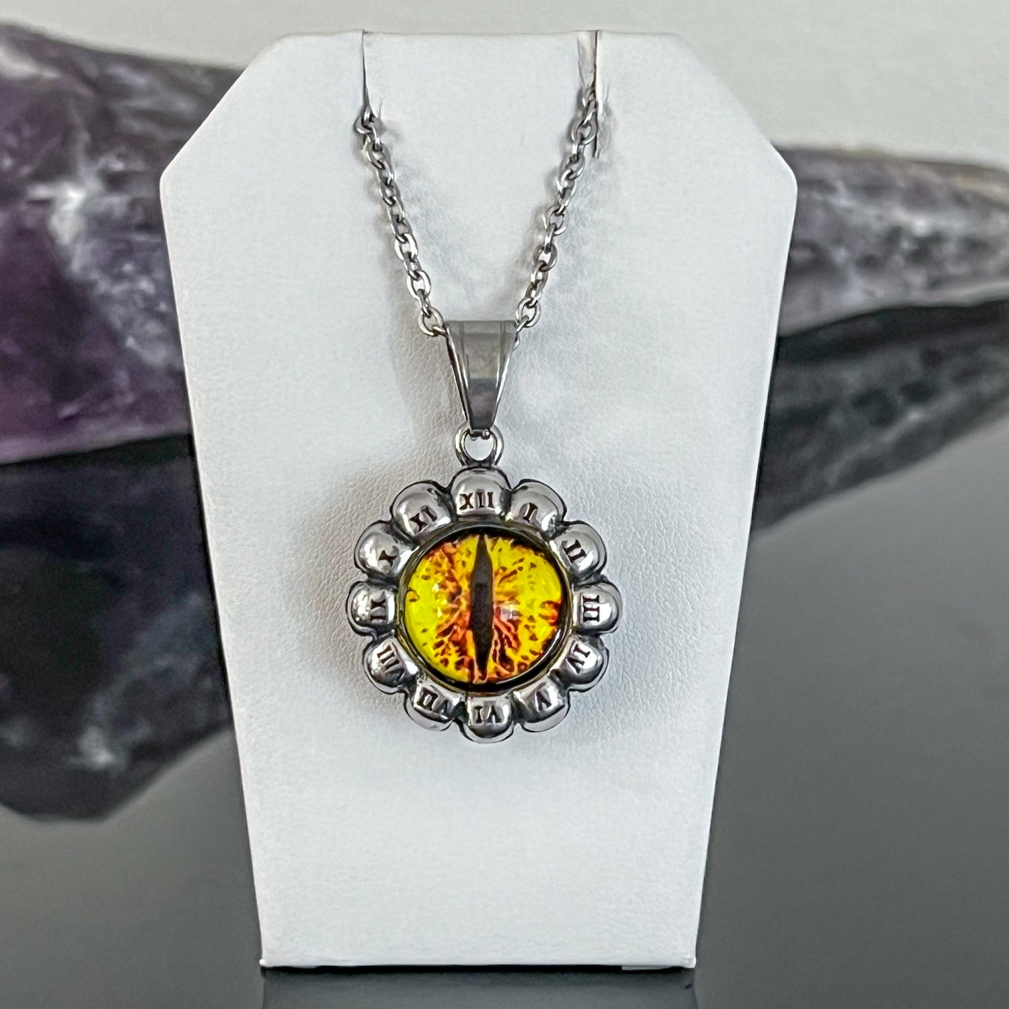 Yellow Eye & Skulls Stainless Steel Necklace