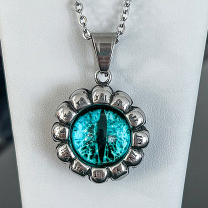 Blue Eye & Skulls Stainless Steel Necklace